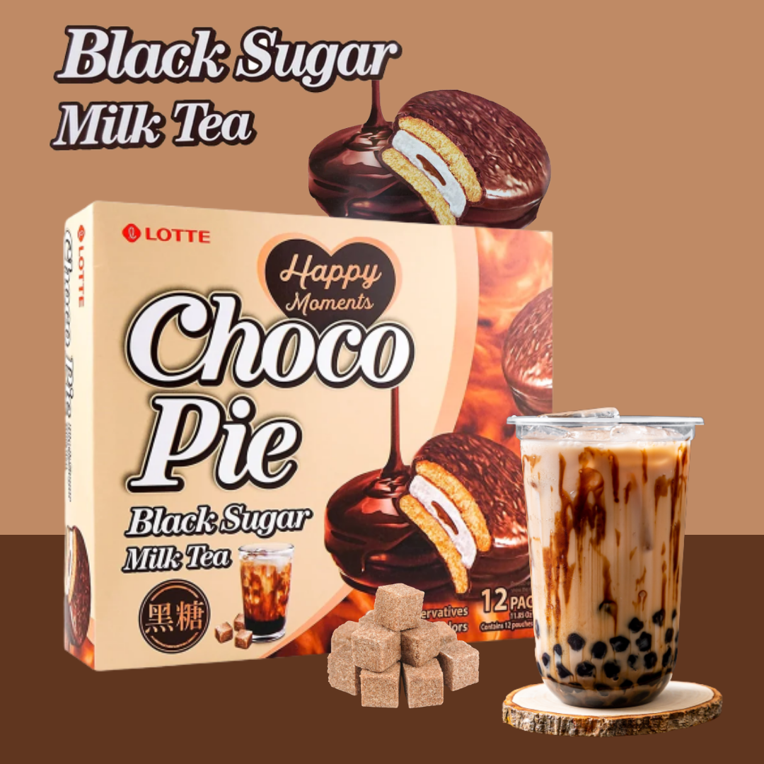 Lotte Choco Pie Black Sugar Milk Tea (336 g)ㆍ12 piezas